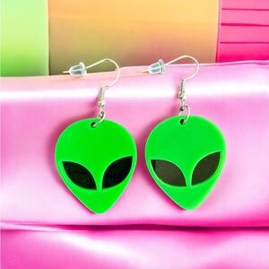 Green Alien Earrings